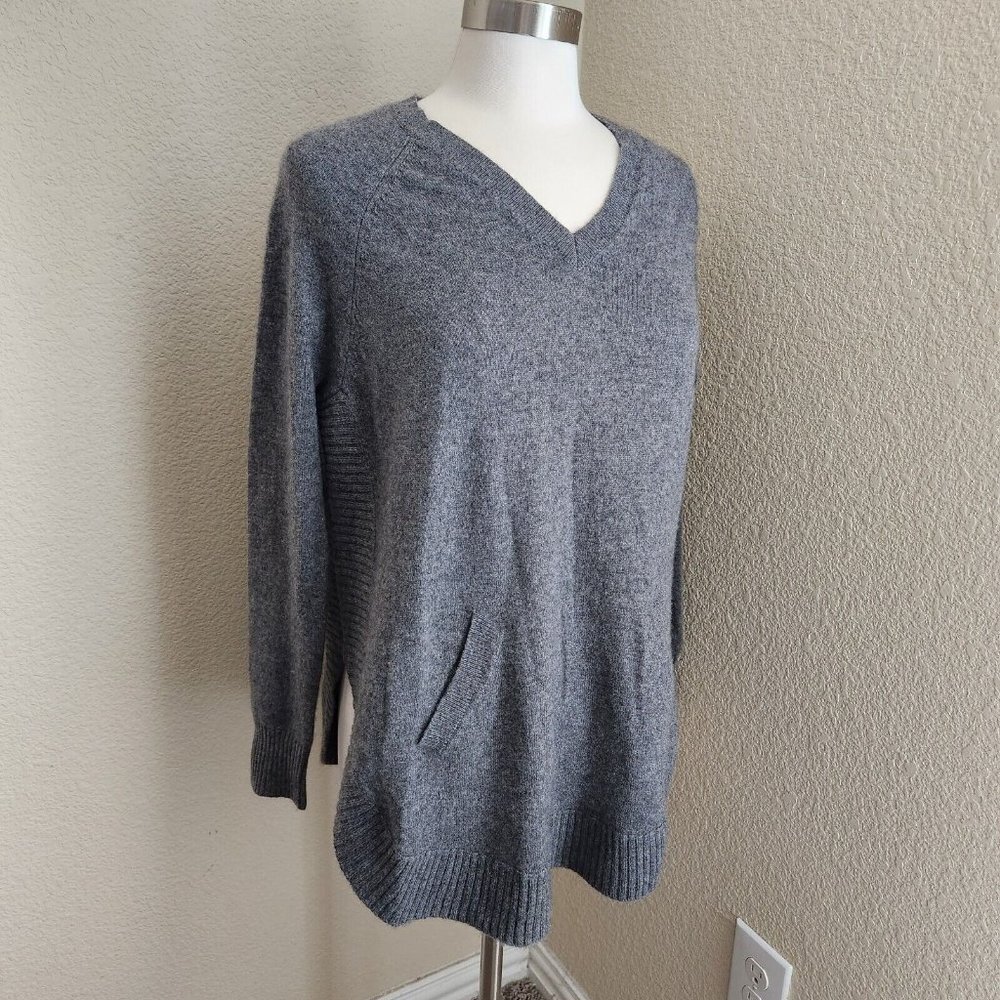 Saks Fifth Avenue Cashmere Sweater Tunic Womens S Gray Long Sleeve Oversized Fit
